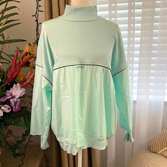 3/$15 Koral Ribbed Windbreaker Pullover in Light Aqua - Picture 1 of 11